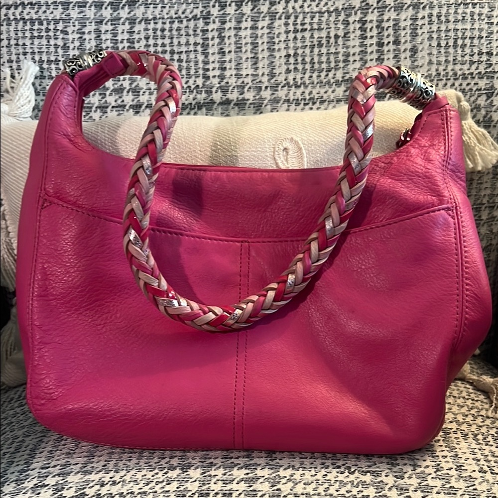 Brighton Pink Leather Bag with Braided Handle